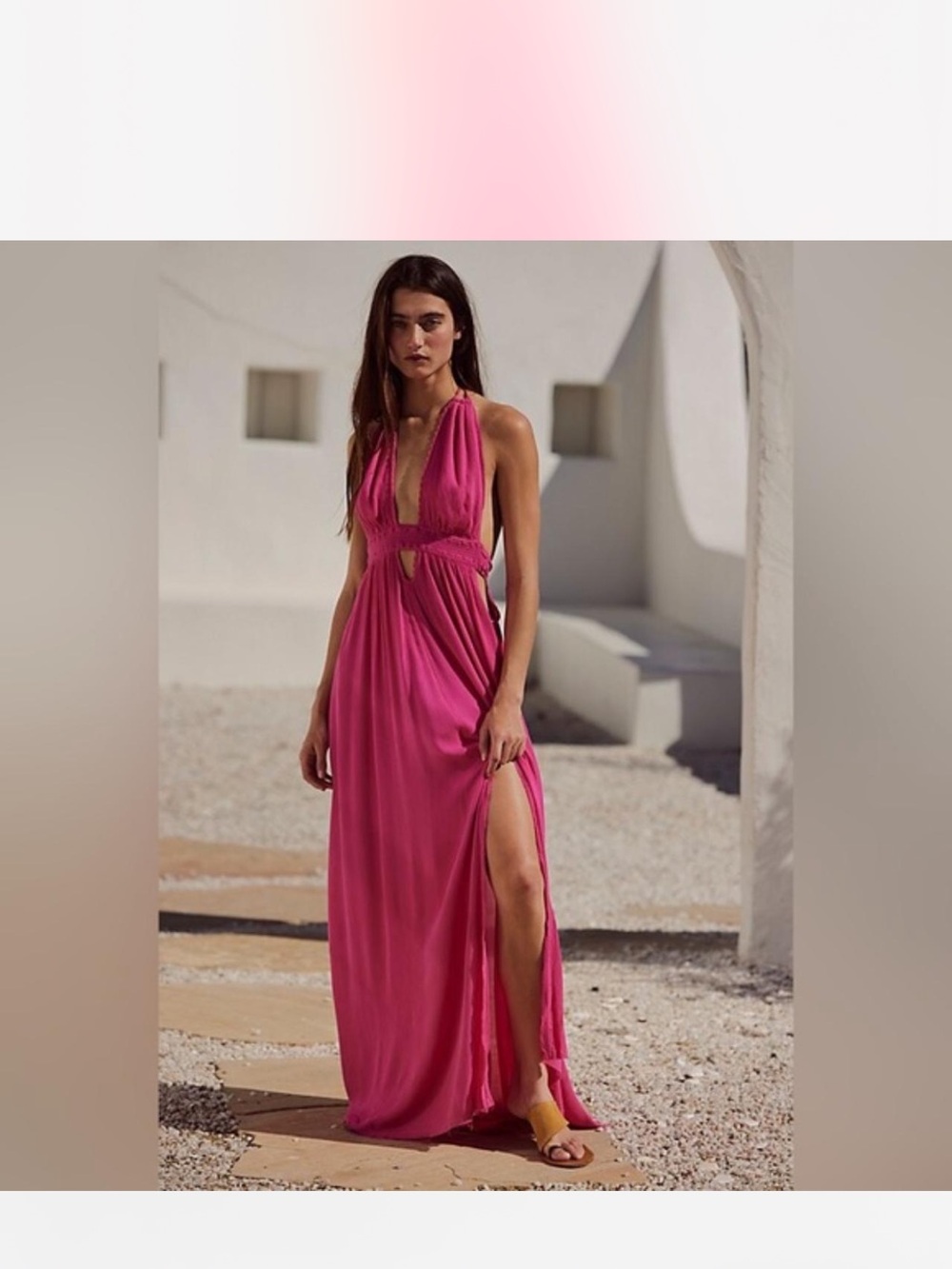 Free People look into the sun  Orange  Backless Halter Maxi Dress size small